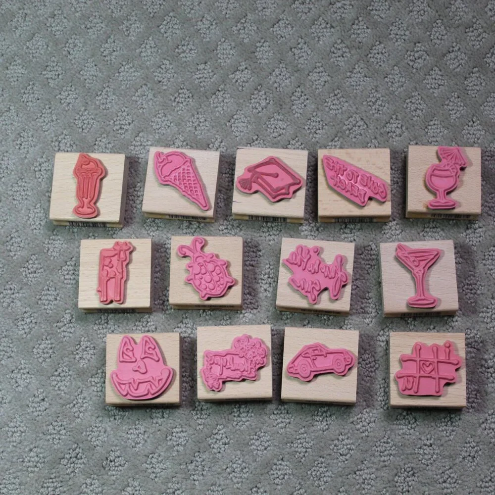 Lot of 13 VAP! Scrap Good Preowned Seasonal Themed Wood Mounted Stamps
